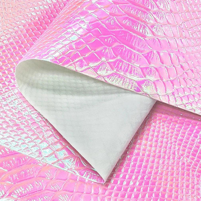 Holographic Crocodile Skin Textured Faux Leather Crafting Sheet
