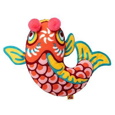 Lunar New Year Embroidered Tiger & Prosperity Fish Decorative Pillowcase