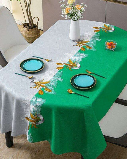 Luxurious Oval PVC Table Protector with Botanical Design: Elevate Your Dining Experience
