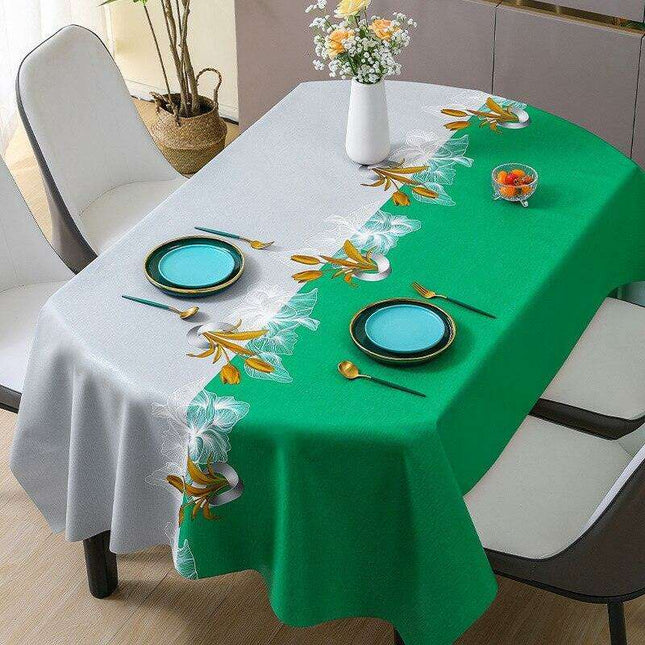 Luxurious Oval PVC Table Protector with Botanical Design: Elevate Your Dining Experience