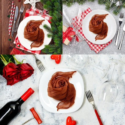 Rustic Elegance Red Maple Cheesecloth Napkin Collection - 10 Premium Polyester Pieces for Stylish Table Decor