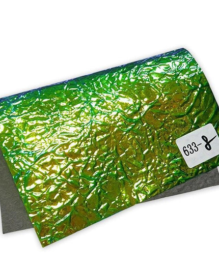 Crumpled Holographic Metallic Faux Leather Fabric Sheet for Creative DIY Endeavors