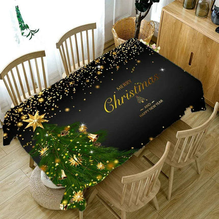 Joyful Christmas Striped Tablecloth - Waterproof Festive Home Decor