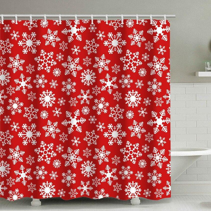 Festive Snowflake Christmas Shower Curtain Set with Waterproof Finish