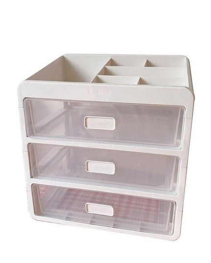 Versatile Stackable Desk Organizer with Drawer and Makeup Brush Holder for a Tidy Workspace
