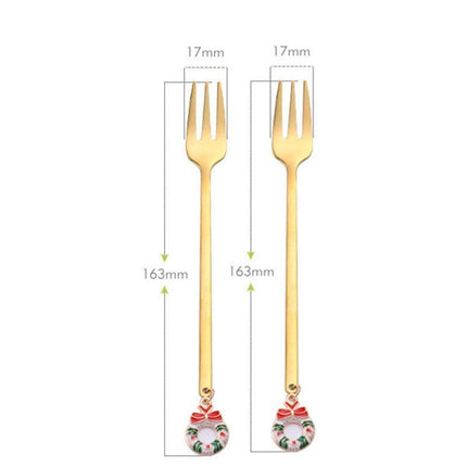 Santa's Joyful Holiday Silverware Duo - Cheerful Spoon and Fork Set for Festive Feasts