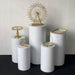 Elegant White and Gold Cylinder Display Pedestals Set