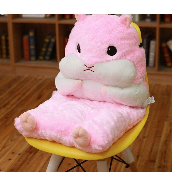 Luxurious Hamster-Themed Lumbar Support Cushion for Office Chairs
