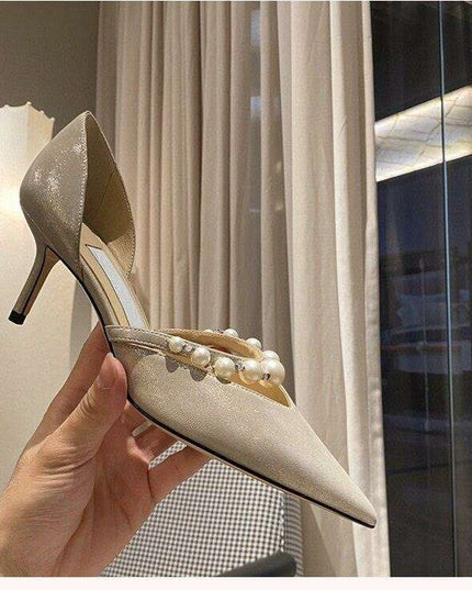 Elegant Pearl-Accented Stiletto Bridal Heels: Timeless Wedding Pumps