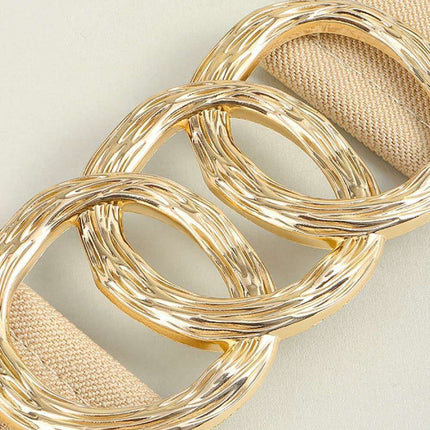 Sculpted Zinc Alloy Buckle Fashionable Wide Elastic Belt - Très Elite