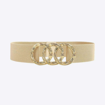 Sculpted Zinc Alloy Buckle Fashionable Wide Elastic Belt - Très Elite