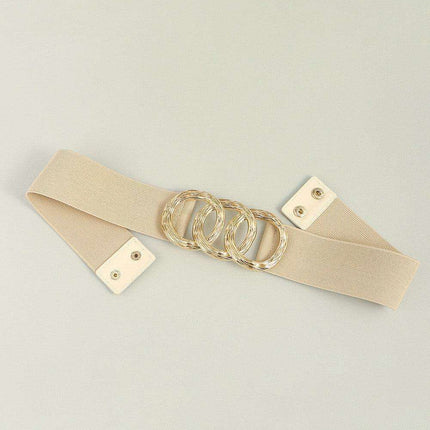 Sculpted Zinc Alloy Buckle Fashionable Wide Elastic Belt - Très Elite