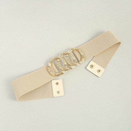 Sculpted Zinc Alloy Buckle Fashionable Wide Elastic Belt - Très Elite