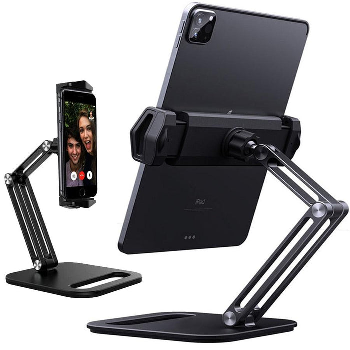 360° Rotating Aluminum Tablet Stand with Phone Holder for Enhanced Viewing Experience