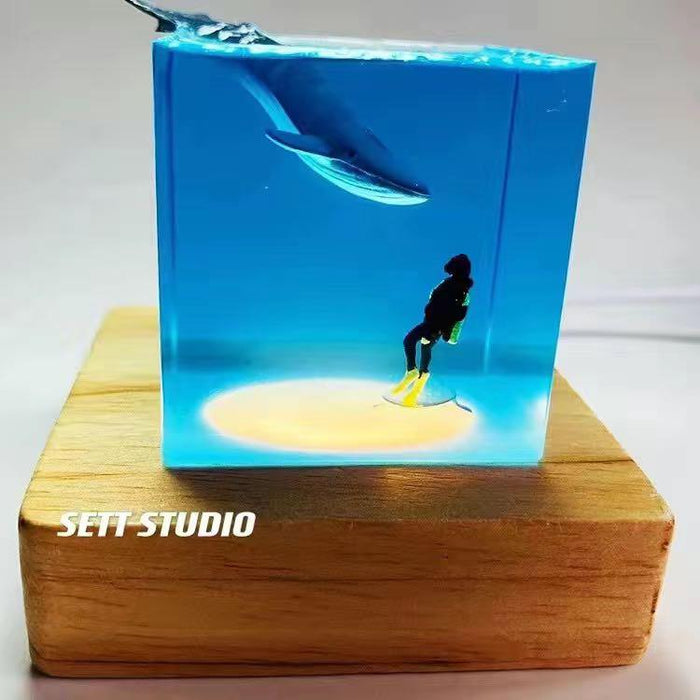 Marine Life USB LED Night Light - Shark and Whale Resin Lamp