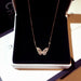 Elegant CZ Butterfly Pendant Necklace in Rose Gold/Silver - Women's Crystal Jewelry