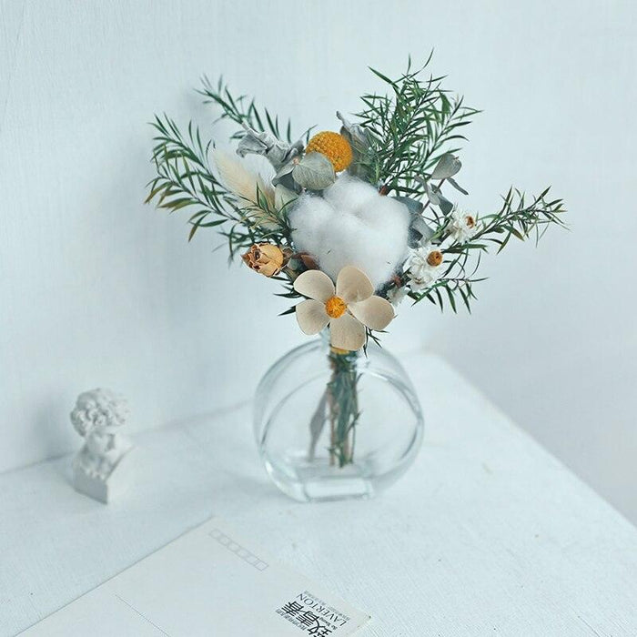 25CM Handcrafted Natural Dried Flower Bouquet - Vintage American Charm