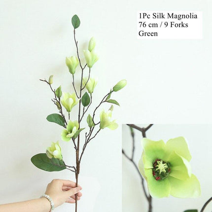 Realistic Silk Magnolia Floral Stem - Stunning Artificial Blooms for Home and Event Styling