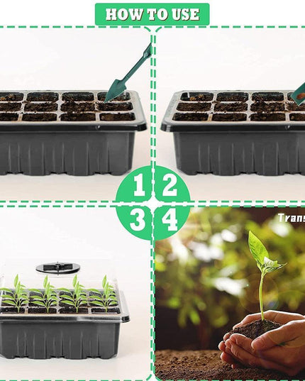 LED Seedling Starter Set with Humidity Control - Complete 5-Tray System for Enhanced Plant Growth