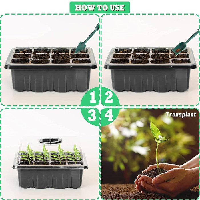 LED Seedling Starter Set with Humidity Control - Complete 5-Tray System for Enhanced Plant Growth