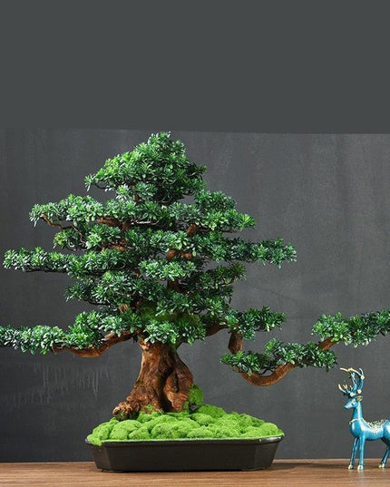 Tranquil Retreat Faux Pine Bonsai - Elegant Zen Decor Element