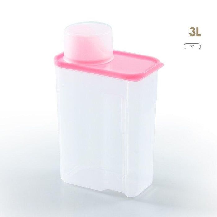 Transparent Laundry Detergent Storage Container with Secure Lid - 2L/3L Capacity, Assorted Colors