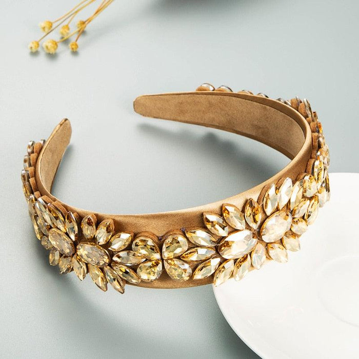 Opulent Botanica Baroque Crystal-Embellished Headband with Floral Glass Accents