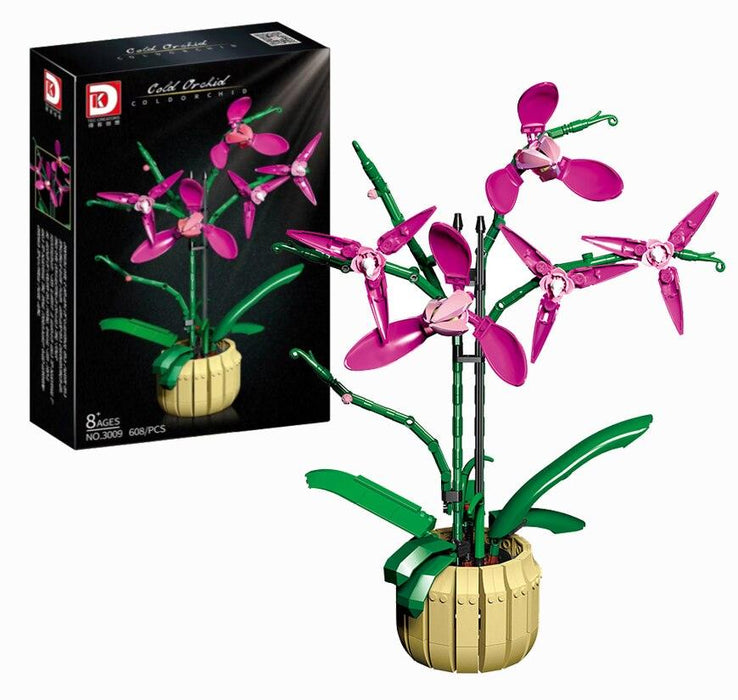 Blue Phalaenopsis Potted Plants DIY Building Kit for Elegant Home Decor