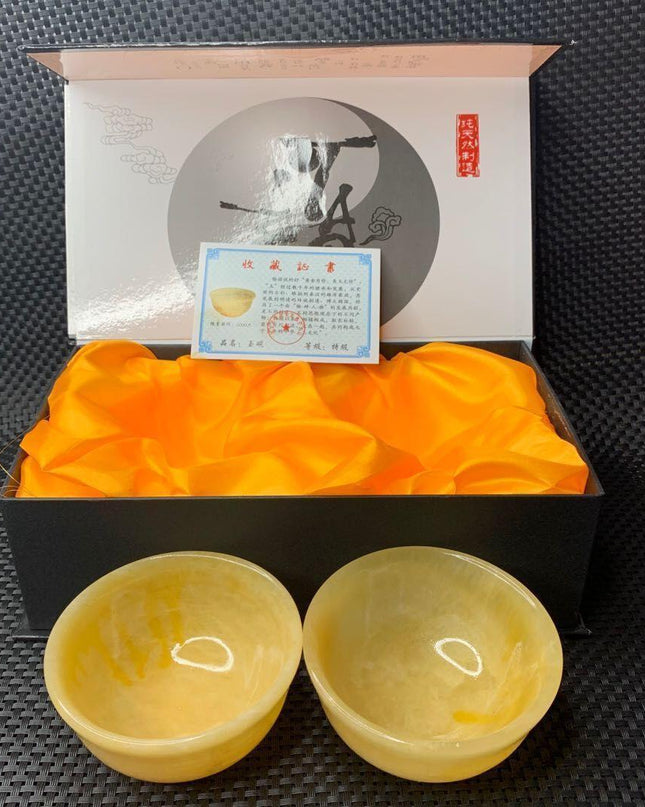 Artisanal Yellow Jade Tea Cups for an Elegant Tea Experience