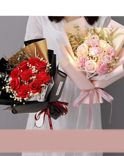 Exquisite Soap Flower Arrangement with Charming Baby's Breath - Elegant Home Decor Piece