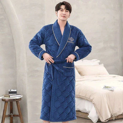 Men's Premium Quilted Flannel Kimono Robe - Ultimate Winter Comfort & Elegance