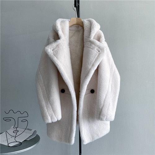 Luxury Botanica Short Solid Sheep Shearling Fur Coat - Sophisticated Elegance