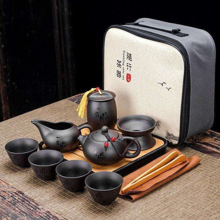 Serenity Sand Ceramic Kung Fu Tea Set for Harmonious Tea Experiences