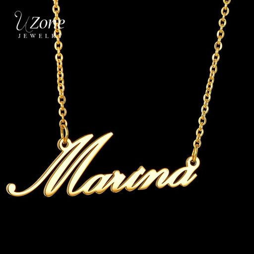 Golden Personalized Stainless Steel Choker Name Necklace - Stylish Women's Accessory