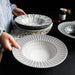 Chic Matte Geometric Botanica Black Dinner Plates Set - Luxurious Tableware for Sophisticated Dining