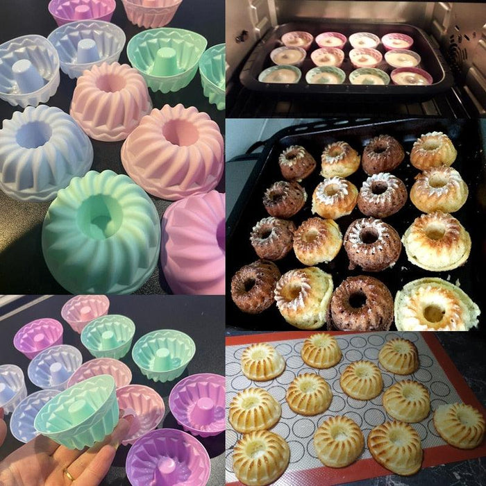 Silicone Baking Kit: 6 Round Cake Molds for Cupcakes and Muffins