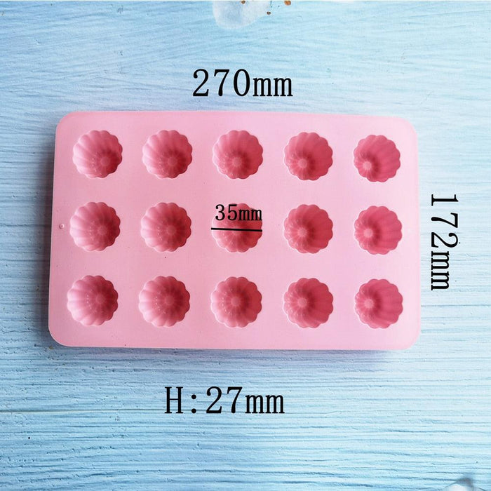 Mini Muffin 15-Hole Silicone Baking Mold for Cupcakes, Cookies, and Fondant