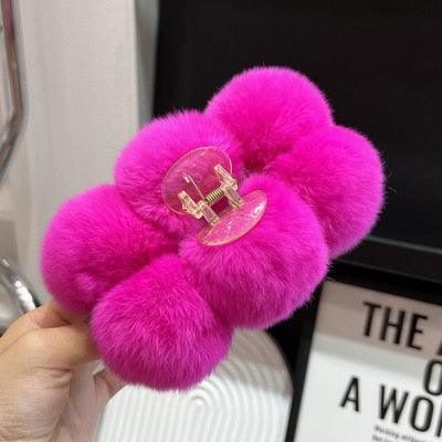 Luxe Rabbit Fur Shark Clip - Chic Hair Claw Accessory