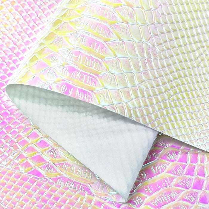Holographic Crocodile Skin Textured Faux Leather Crafting Sheet