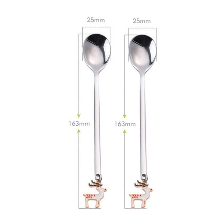 Santa's Joyful Holiday Silverware Duo - Cheerful Spoon and Fork Set for Festive Feasts