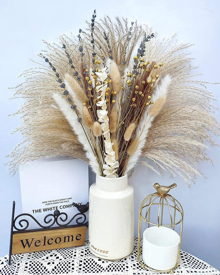 Boho Chic Pampas Grass Floral Set - 68 Pieces of Dried Natural Blooms