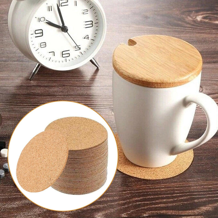 Stylish Self-Adhesive Cork Coasters Set - 60 Decorative Mats for Table Protection and Personalization