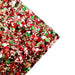 Festive Red Green Gold Chunky Glitter Fabric Roll - 30x134cm