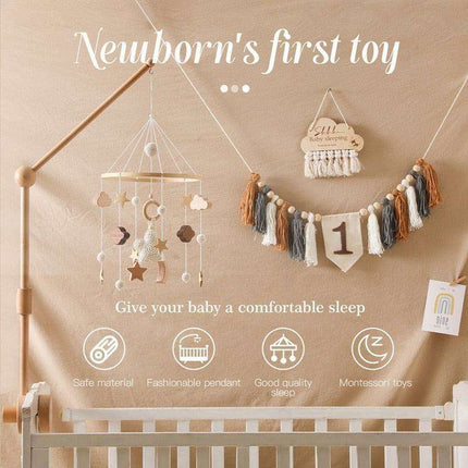 Musical Wooden Baby Crib Mobile - Safe Developmental Toy for Infants