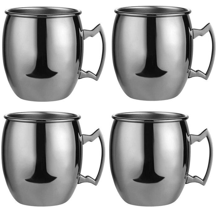 Copper Moscow Mule Mugs Set - Stainless Steel Cups with Triple Grip Handle