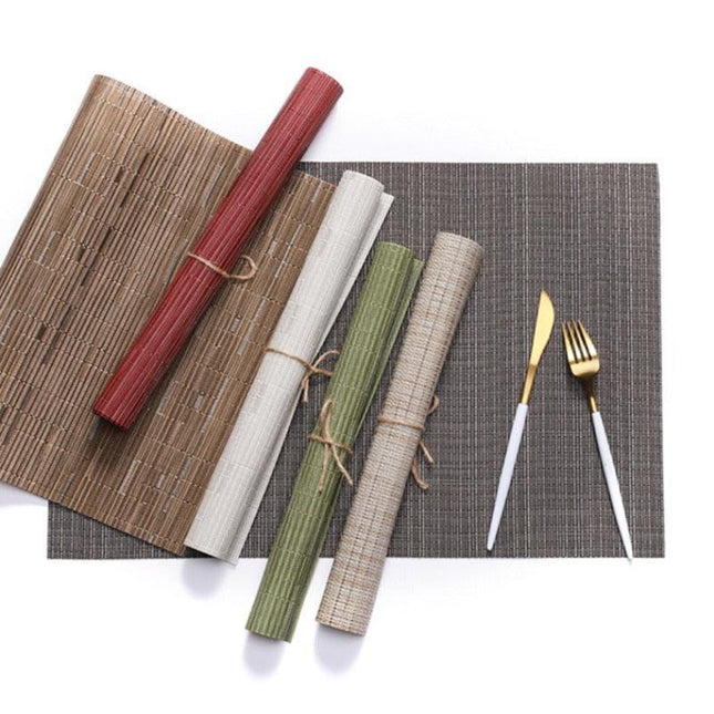 Bamboo Woven Heat-Resistant Dining Placemat Set - 4 Pieces