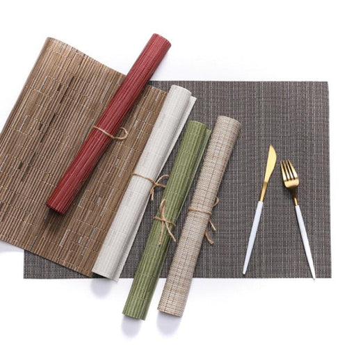 4 pieces 30 x 45 cm fashion PVC napkin insulation pad Hand-woven bamboo pattern non-slip meal easy to clean table mat-0-Très Elite-4-Très Elite