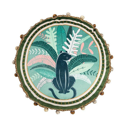 Reversible Velvet Cushion Cover with Lush Greenery and Moss Motif