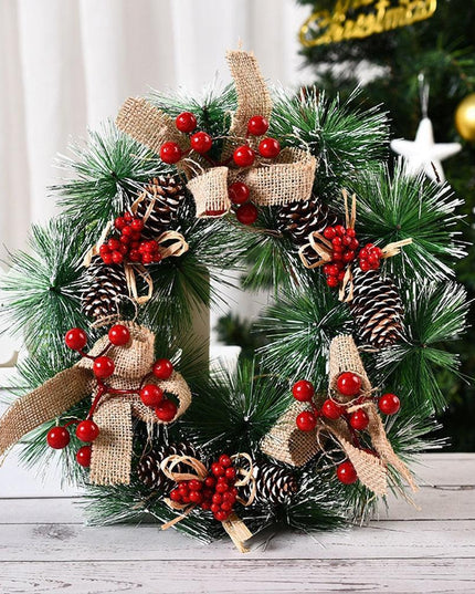 Elegant Pinecone and Berry Holiday Wreath Collection with Decorative Accents