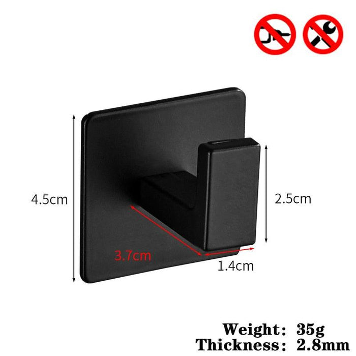 Sleek Black Wall Hook Organizer Set - Modern Storage Solution with Hassle-Free Installation